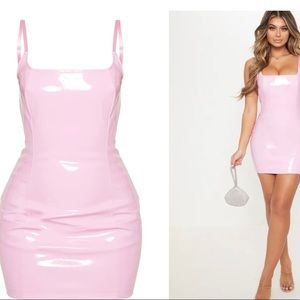 pretty little thing pink latex dress